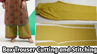 box trouser .straight trousers.diy.iffat art and craft.plazoo cutting.Box Trouser Cutting and Stitch