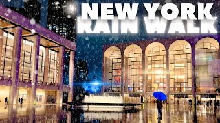 ☔️RAIN Walk at Night in New York City, USA (Rain and City Sounds) | 4K