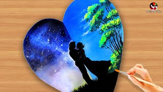 Easy Romantic Couple Painting Ideas for Beginners | Couple Acrylic Painting | Step by Step Painting