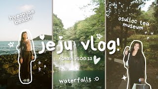 [korea vlog 13] jeju trip :D | cafe comma, cheonjeyeon waterfalls, osulloc tea museum, good vibes