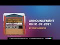 important announcement by cmc karwar • 31 07 2021