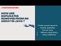 Java | Coding interview | remove duplicates from an array?