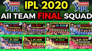 IPL 2020 All Teams Final Squad | CSK, RCB, KXIP, SRH, RR, DC, KKR, MI IPL 2020 Confirmed Squad