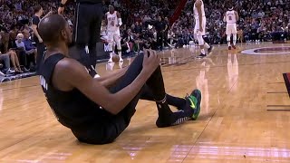 Kevin Durant goes down with apparent knee injury after colliding with Jimmy Butler | NBA on ESPN