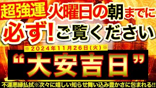 ”大安吉日”の明日の朝までに必ずご覧ください⚠️【11月26日(火)大大吉日】不運悪縁払拭され次々に嬉しい知らせが舞い込みあらゆる豊かさに包まれていく！【奇跡が起こる高波動エネルギー・邪気祓い動画】