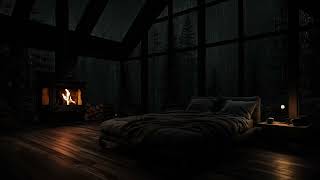 Rain Sounds for Sleeping | Relieve Sleep Disorders in a Cozy Fireplace Room