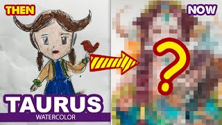 How to draw Taurus - 12 signs of the zodiac l Then and Now | Huta chan