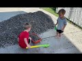 gravel pad and hot tub installation