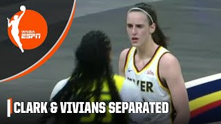 Caitlin Clark & Victoria Vivians SEPARATED after heated exchange caused by a Clark 3 | WNBA on ESPN