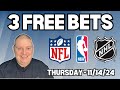 Thursday 3 Free Betting Picks & Predictions - 11/14/24 l Craig's Picks & Parlays l #freebets