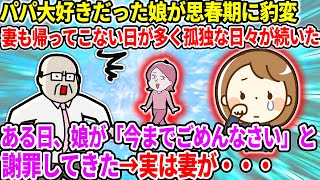 【2ch修羅場スレ】パパ大好きだった娘が思春期に豹変しパパ大嫌い娘に。妻も帰ってこない日が多く孤独な日々が続いた。→ある日、娘が「今までごめんなさい」と謝罪してきた→結果【ゆっくり・2ch面白いスレ】