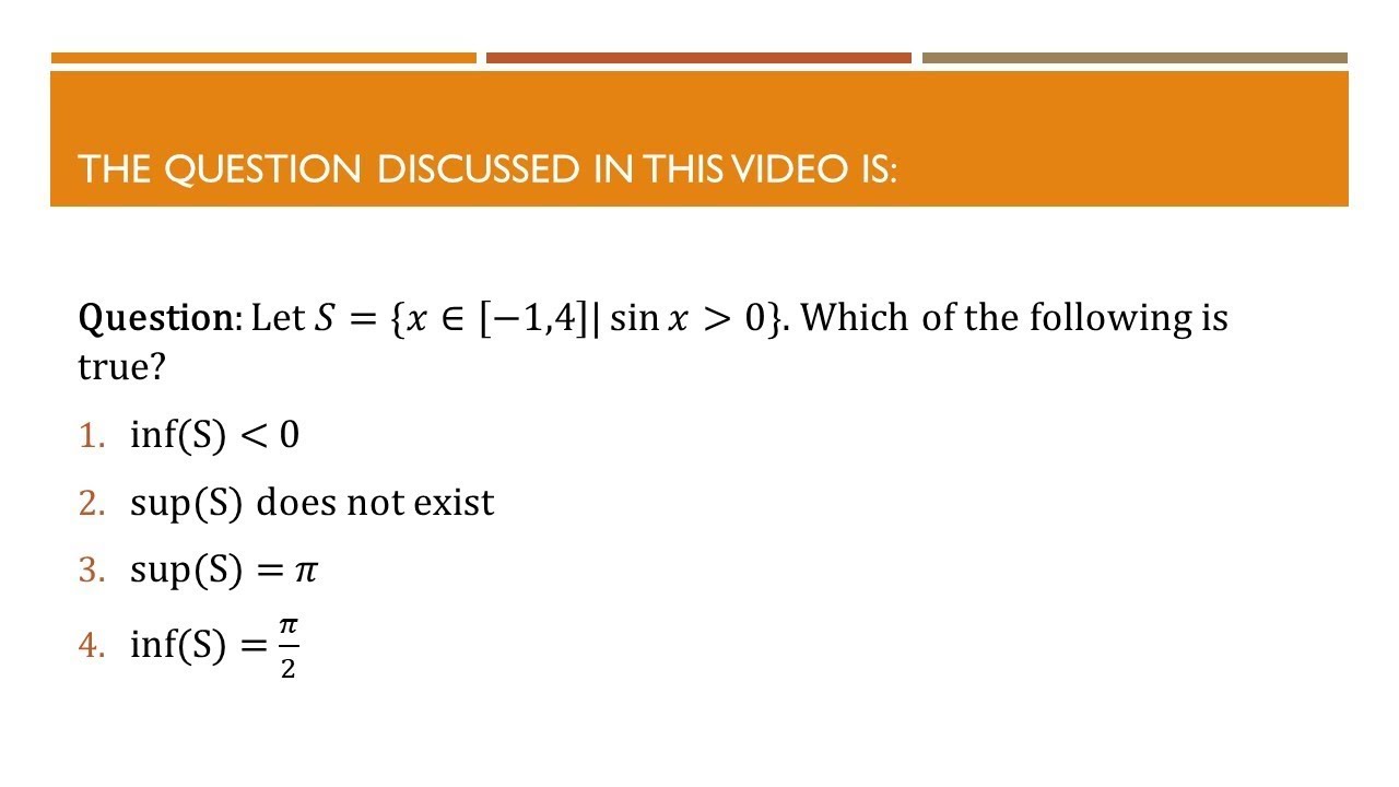 Supremum Of A Bounded Set In R (CSIR NET Dec 2017 Math.Sci. Part B ...