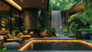 Luxury Apartment with Waterfall View 🌳Sound of Water, Fireplace for Restorative Relaxation \u0026 Healing