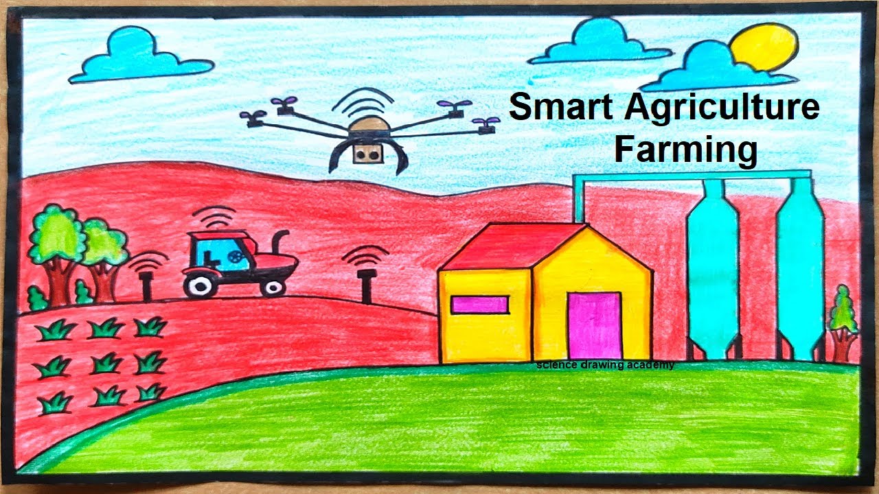 Smart Agriculture Farming Drawing In Simple And Easy Steps Science