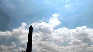 Missing-man formation during VE Day commemoration flyover in D.C. on May 8.