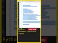 Python Tutorial (Import CSV File To Table) Python Automation, Python For Beginners In Telugu #shorts