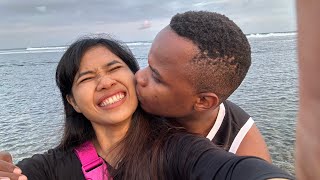 Indonesian Girl Is Sweeting Black Man in Thailand.