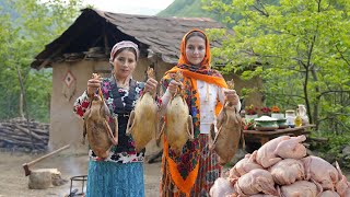 Mix of Cooking Goose, Chicken and Baking Tandoori Bread in Beautiful Village