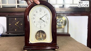 SEIKO EMBLEM HW467B Hi-Fi Wooden Melody Table clock セイコーエンブレム 高級置時計 高音質Hi-Fi音源メロディ時報付き 動作品