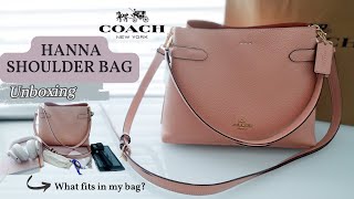 Unboxing and Try On COACH BAG (Hanna Shoulder Bag) | What fits inside? | ASMR with me