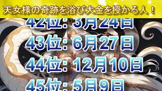 【お金持ちになれる誕生日ランキング】天女様の奇跡を浴び大金を授かる人！　 #金運 #金運アップ #誕生日占い #開運 #占い #運勢ランキング #占いランキング