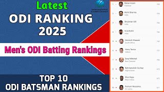 ICC Ranking 2025 | Top 10 ODI Batsman Rankings | Odi Batting Ranking 2025 | Latest Ranking 2025 |