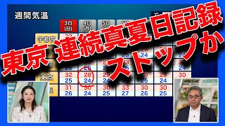 【気温情報】東京 明日以降は雨で暑さ落ち着く 連続真夏日記録ストップか