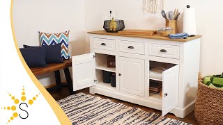 Sunnydaze Pine Sideboard Cabinet with Drawers and Doors - White - 32\