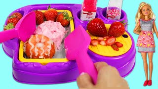 Making Barbie DIY Ice Cream Scoops with Magic Kidchen Ice Cream Tray | Fun & Easy DIY Desserts!
