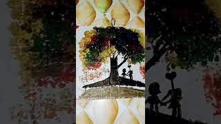 The easiest way to paint a rainbow 🌲 tree||Acrylic painting for beginners| #shortsvideo #shorts
