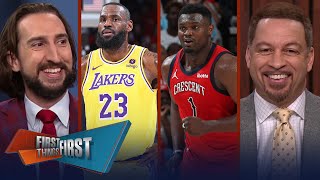 Lakers beat Pelicans in Play-In, LeBron talks Nuggets & Zion OUT vs Kings | NBA | FIRST THINGS FIRST