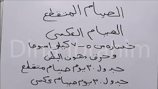 الصيام المتقطع والعكسى بالتفصيل وجداول 60 يوم صيام متقطع وعكسى