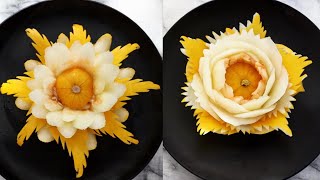 The Art In Melon Flowers - FRUIT CARVING AND CUTTING TRICKS
