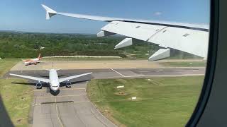 Emirates Airbus A380 Approach and Landing at London Gatwick Airport