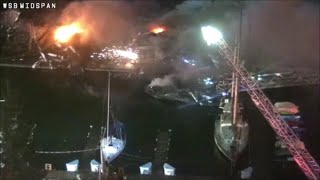 [Traffic Cam \u0026 Scanner] Fireboat helps mop up large marina fire