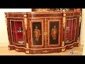 Antique Victorian Burr Walnut Marquetry Serpentine Credenza