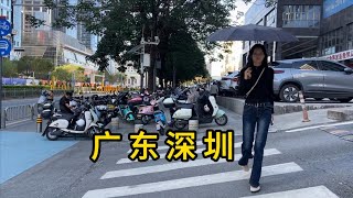 逛深圳市龙华区龙和人才市场附近 长腿女子擦肩而过 曾经的深圳三和人才市场 似乎不太好找 四节智能轨道公交车一划而过 China shenzhen city longhua district