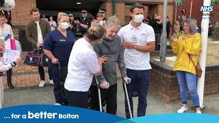 A moment of hope as a patient leaves the Royal Bolton Hospital after battling COVID-19