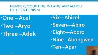 Numbers 1 to 10 in Acholi/Langi