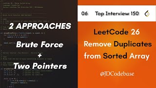 LeetCode 26 – Remove Duplicates from Sorted Array | LeetCode Top Interview 150 | JS | JDCodebase