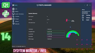 #14 Desktop App To Monitor All System Information | Python | PYQT | PYSIDE2/6 | PSUTIL Modern GUI UI