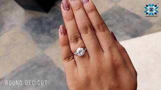 2.97 TCW Round Old European Cut | Moissanite  Vintage  Engagement Ring | 14 KT White Gold Jewellery