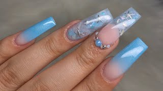 Ocean Blue Nails 🐚🌊 | Nail Drill Review | Acrylic Nails Tutorial