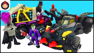 Imaginext Toys Batmobile & Imaginext Penguin 6 Wheeler With Batman Red Hood and Joker
