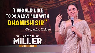Priyanka Mohan Speech | Captain Miller Audio Launch | Best Moments | Dhanush | Sun TV