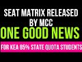 MCC ALL INDIA QUOTA SEAT MATRIX RELEASED BY KEA / ONE VERY GOOD NEWSFOR KEA 85% STATE QUOTA STUDENTS