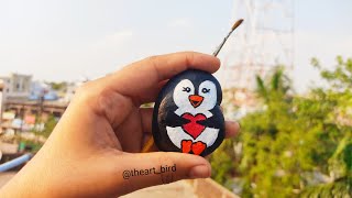 How to Draw Penguin on Stone ll Stone Art/ Rock painting