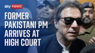 Former Pakistani Prime Minister Imran Khan arrives at court
