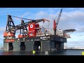 biggest crane ship depart port of rotterdam 4k shipspotting november 2024