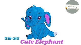 How to draw cute Elephant for kids| easy step by step